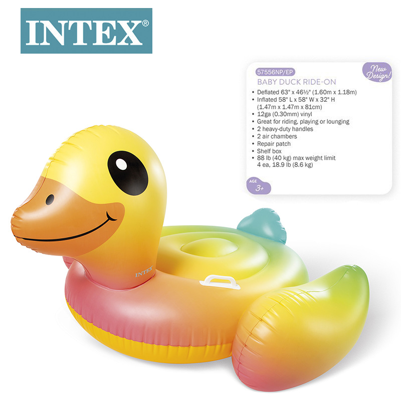 INTEX57556 Summer Internet celebrity Little yellow duck ride, swimming pool inflatable float, seaside float bed, water toy wholesale