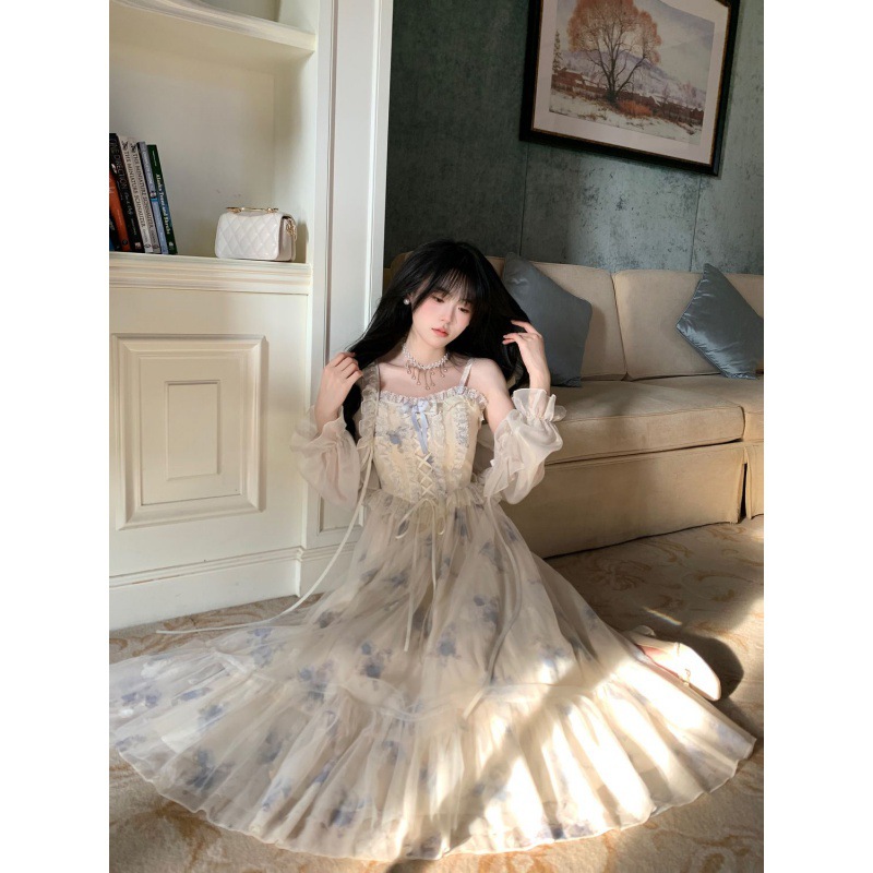 女装/慵懒风连衣裙夏季/法式女装/小清新吊带裙/裙子女收腰气质产品图