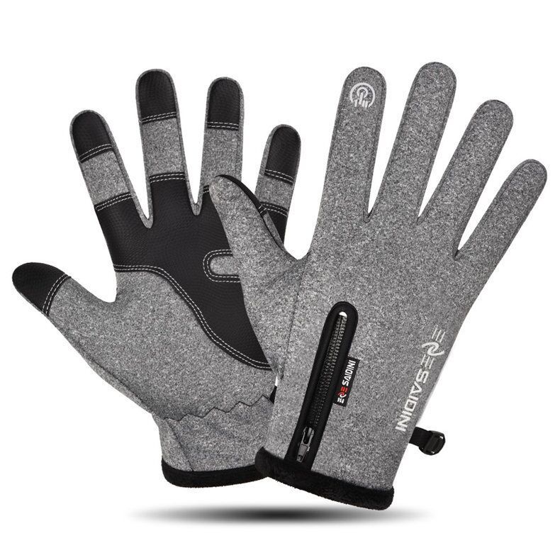 Men's Autumn And Winter Gloves Touch Screen Zipper Waterproof Riding Outdoor Training Non-Slip Sports Gloves Foreign Trade Wholesale details Picture