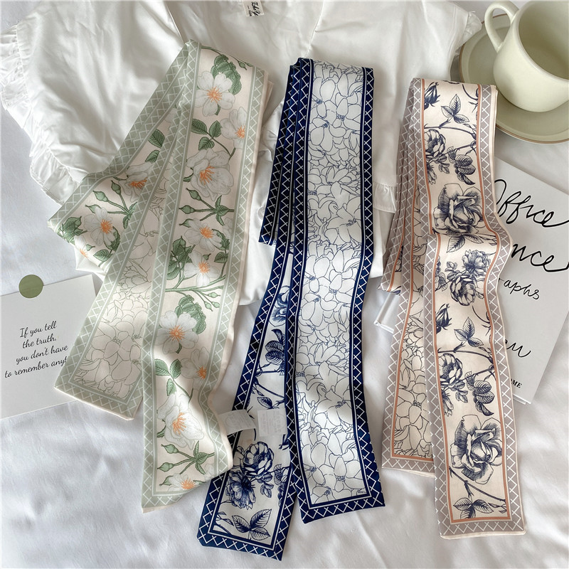 Super Fairy Flower Silk Scarf Long Tie Hair Band Peony Streamer Braided Hair Rope 2024 New Silk Scarf Headwear