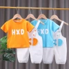 Boys' letter short-sleeved set 2022 New style 0-1-3 years old children's overalls summer dress Little girl T-shirt details Picture