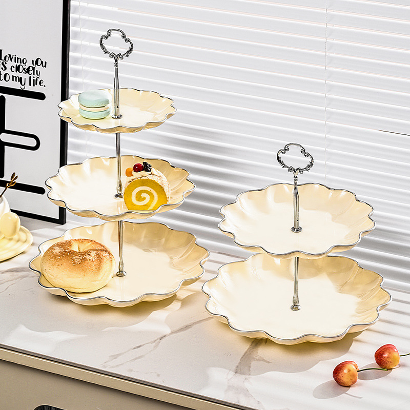 Fruit Tray Living Room Home Tea Table Multi-Layer Afternoon Tea Heart Cake Plate Dessert Front Desk Display Shelf Light Luxury Specification drawing