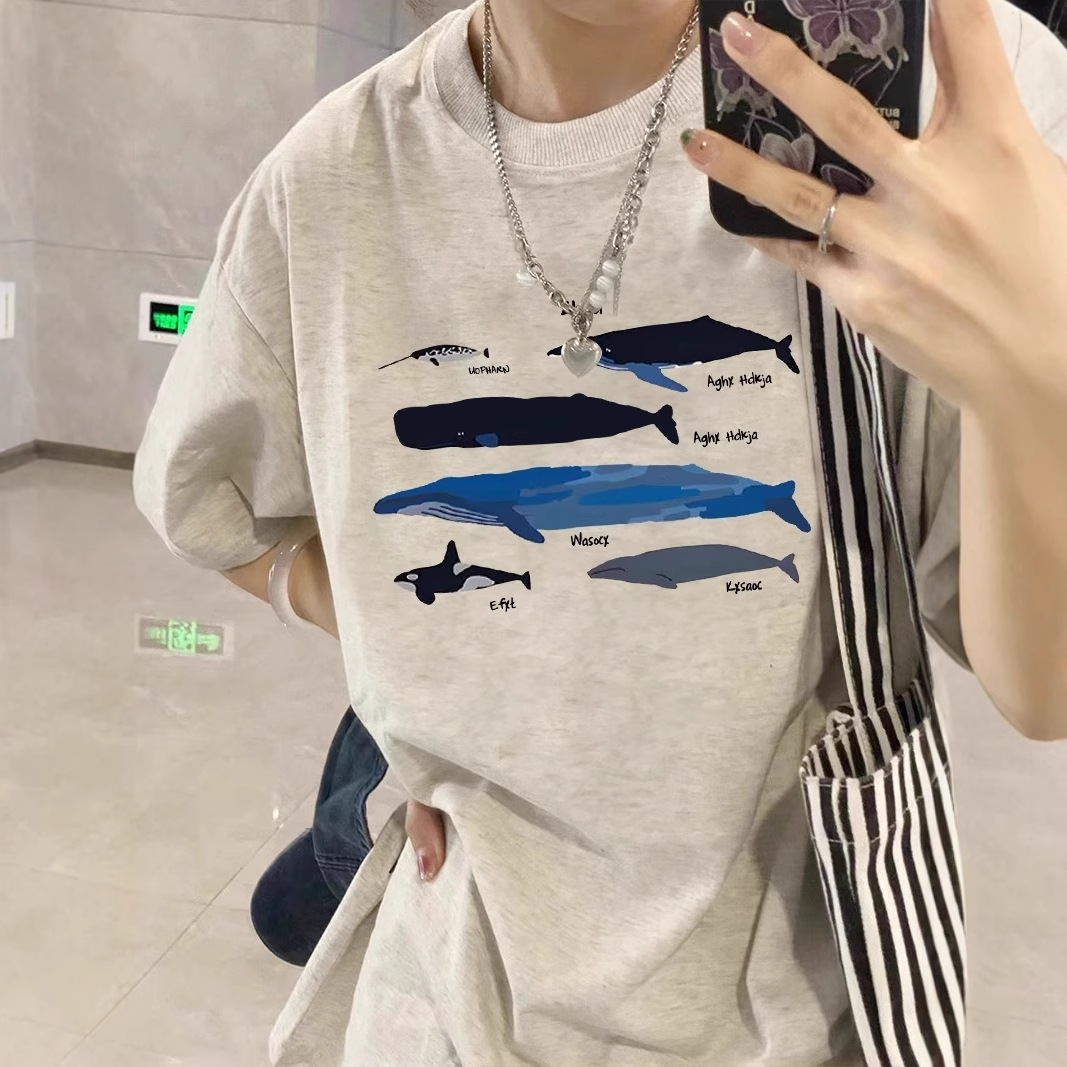 重磅纯棉灰色短袖t恤女2025新款夏季宽松卡通设计感美式半袖上衣