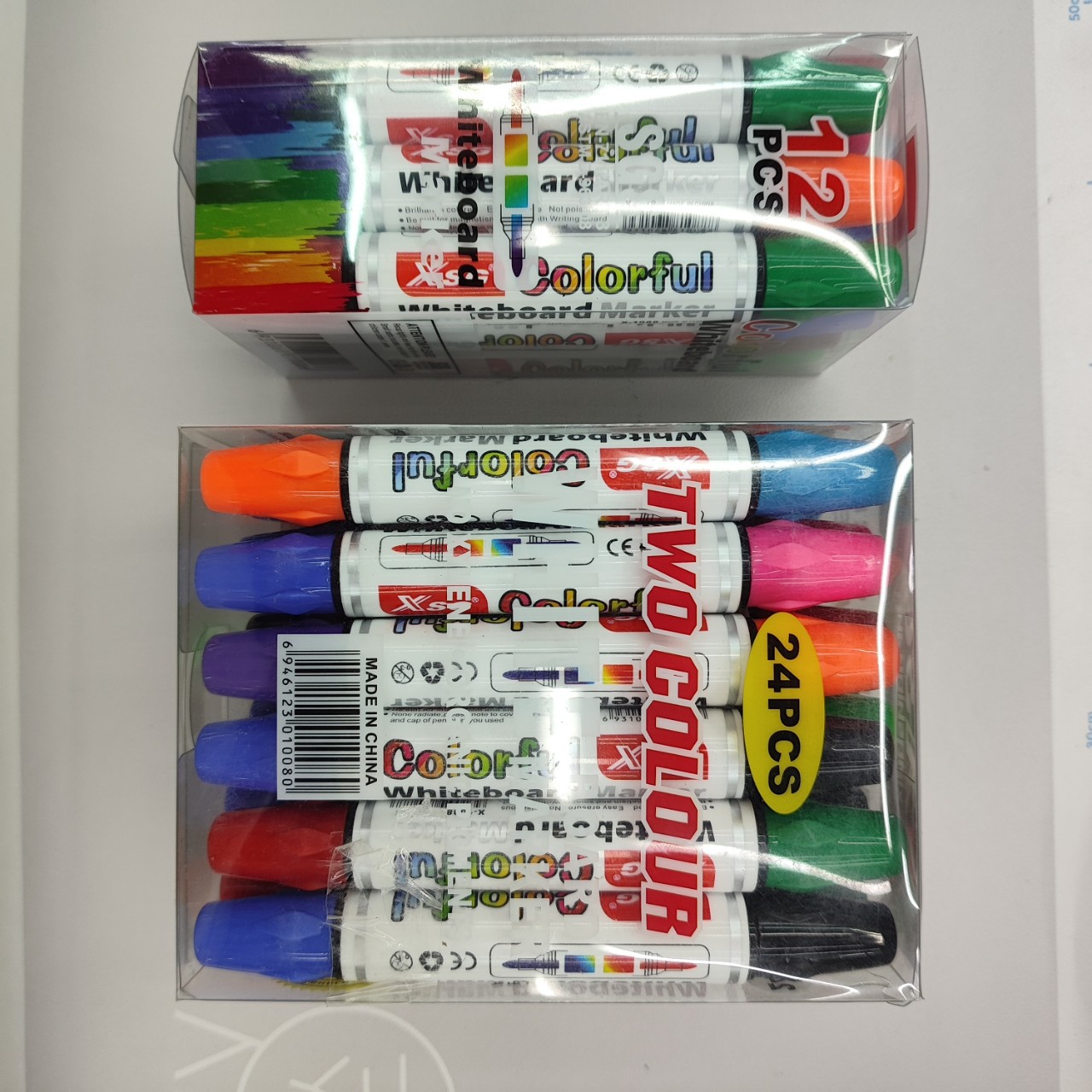 Xsg X-1088 Color Whiteboard Marker 12 Colors 24 Colors Double Head Double Color Round Head Knife Head Oblique Head Pvc Box Specification drawing