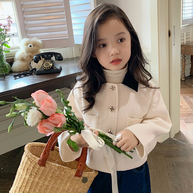 Deer Little Deer Girls' Coat 2022 Autumn New Children's Wear Korean-style chanel-style coat, a sweet and trendy top for girls Application Scenario