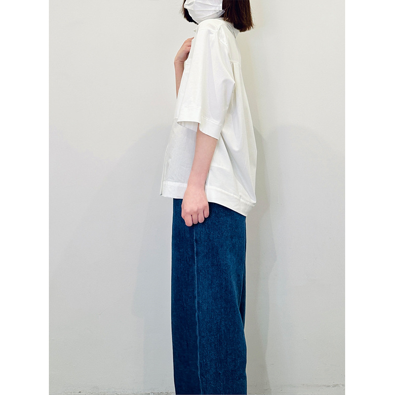 2023 Spring And Summer New Casual Version Of Elastic Waist Side Wide Leg Jeans Blue Loose Lazy Commuting Bottoms details Picture