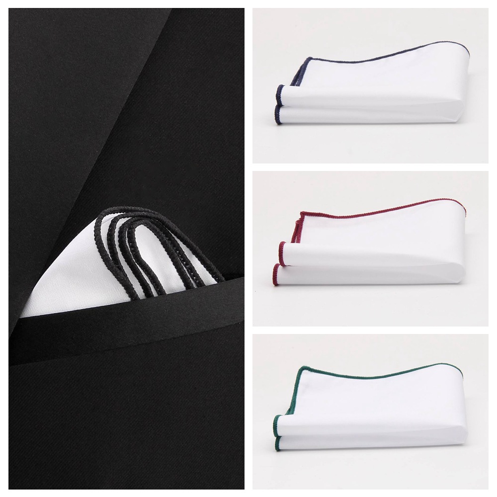 Factory direct sales fashion men's pocket towel suit accessories handkerchief towel square all cotton white color edge square