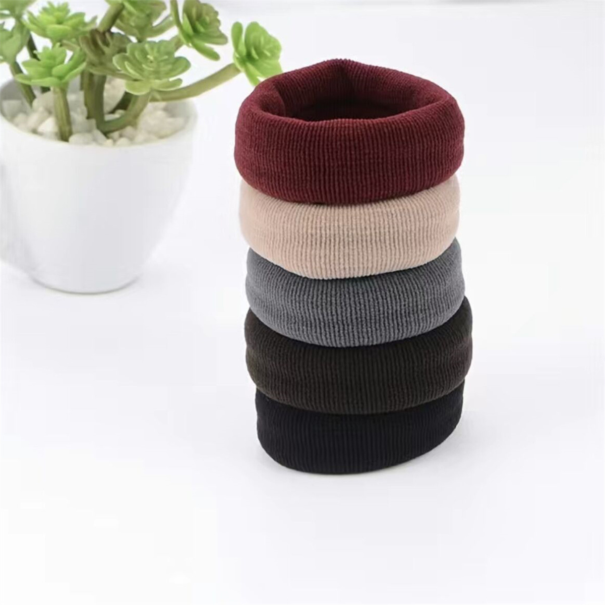 Korean-style durable, widened, seamless, high-elasticity hair tie, thickened knitted hair band, hair tie and hair tie accessories details Picture