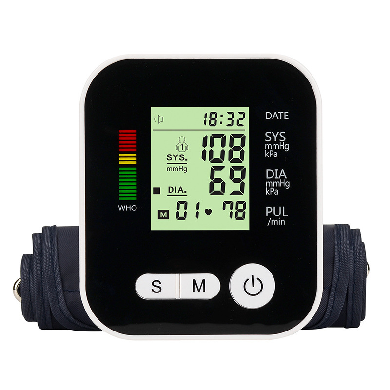 Arm Sphygmomanometer Large Screen Voice Measurement Blood Pressure Intelligent Blood Pressure Instrument Upper Arm Type Export Blood Pressure Device Specification drawing