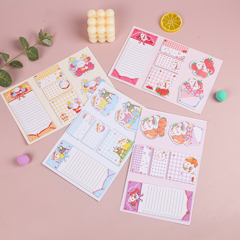 Back-to-school season student sticky notes Cartoon cute rabbit thickened sticky note book students can tear off sticky notes N times details Picture