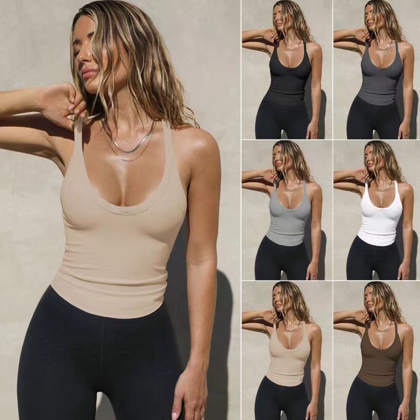 Amazon's new Spring 2025 knitted vest, a sexy and slim-fitting top for European and American women's wear, and a trendy innerwear base layer
