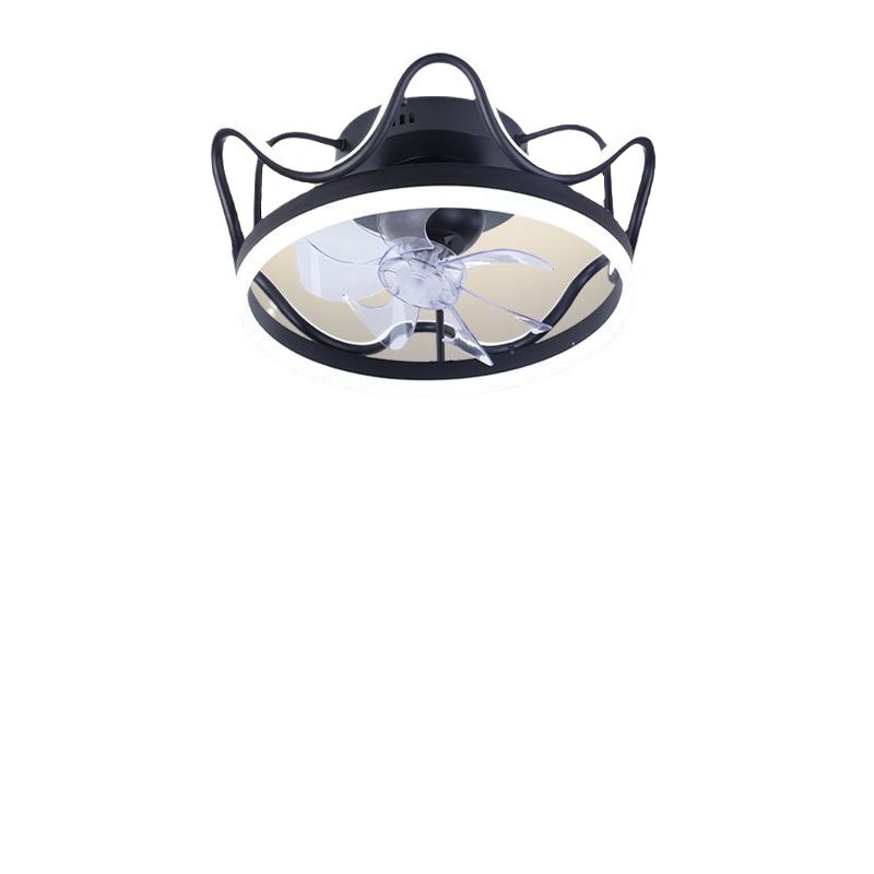 Ceiling light with fan, bedroom fan light, modern and simple princess crown led ceiling crystal children's room light Item Picture