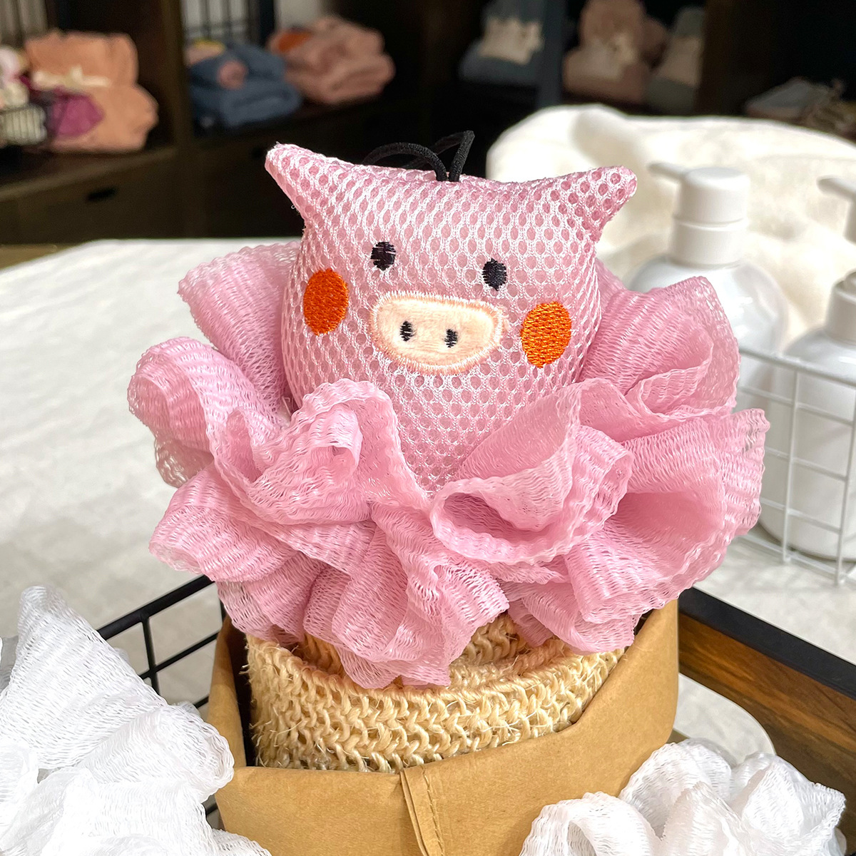 Pig Sister Bath Flower Cartoon Cute Not Loose Foaming Bath Flower Ball Exfoliating Bath Bath Home Bath Bath Ball