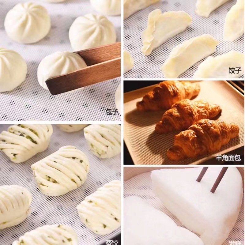 Silicone steamer cloth, drawer cloth, non-stick steaming cloth, steamed bun pad, silicone tray, steaming plate pad, steamed bun pad, square Application Scenario