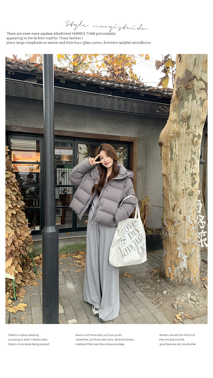 裳初90白鸭绒泡芙羽绒服女2025新款连帽面包服加厚羽绒外套平湖详情24