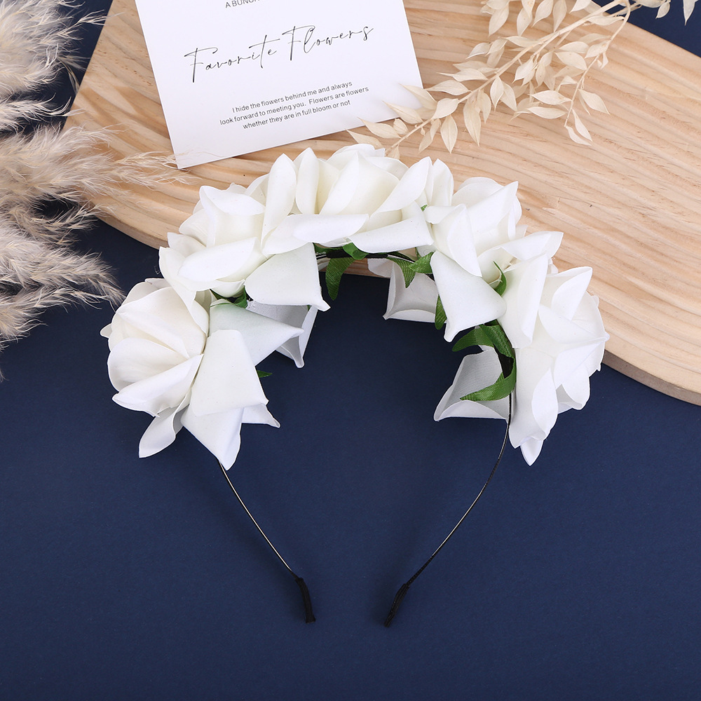 European And American Simulation Velvet Rose Headband Simple Atmosphere Broken Hair Finishing Haircard Seaside Holiday Studio Shooting Headband Specification drawing