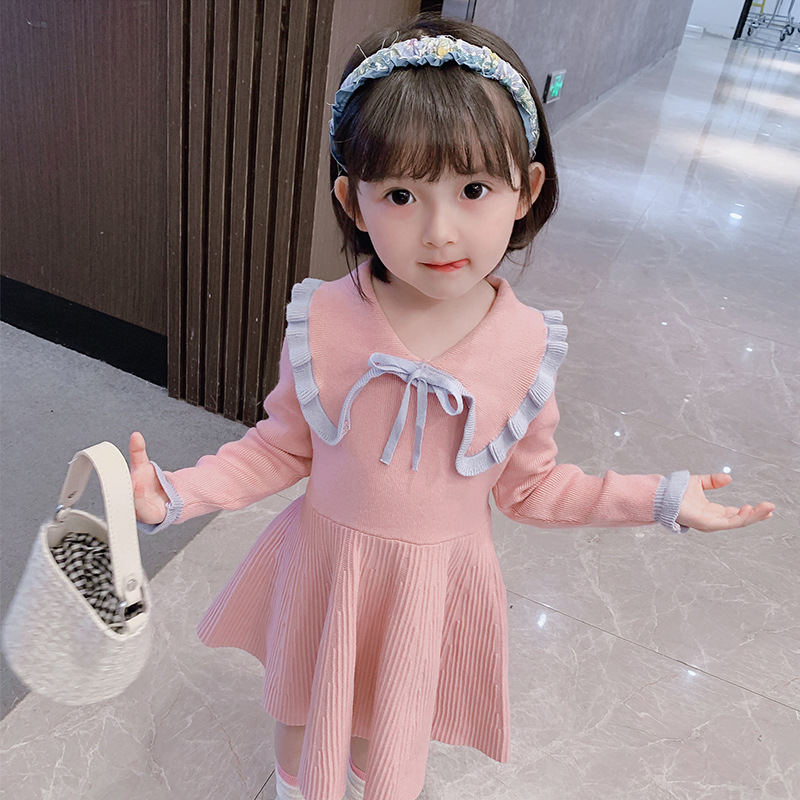 Girls' autumn dress 2021 Autumn and winter Children's knitted children's stylish autumn dress for girls, spring and autumn princess dress Application Scenario