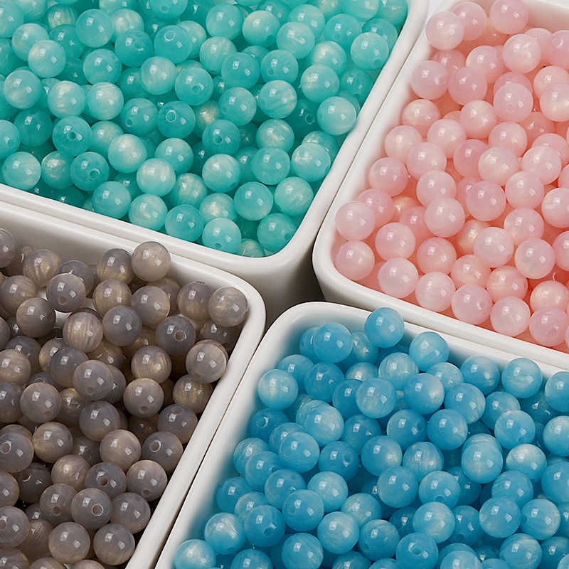 Candy-colored gilded resin round beads, loose beads, stringing beads, diy handcrafted jewelry accessories, bracelet materials Specification image