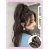 A long-haired wig for a girl with a realistic hairstyle, a lively and energetic girl, light and without a heavy feeling, half-tied princess waterfall curly hair, high ponytail wig Specification image