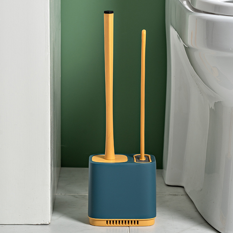 New Combination Of Two Perforation-Free Toilet Toilet Brush Household Non-Dead Angle Hanging Wall Silicone Toilet Cleaning Brush