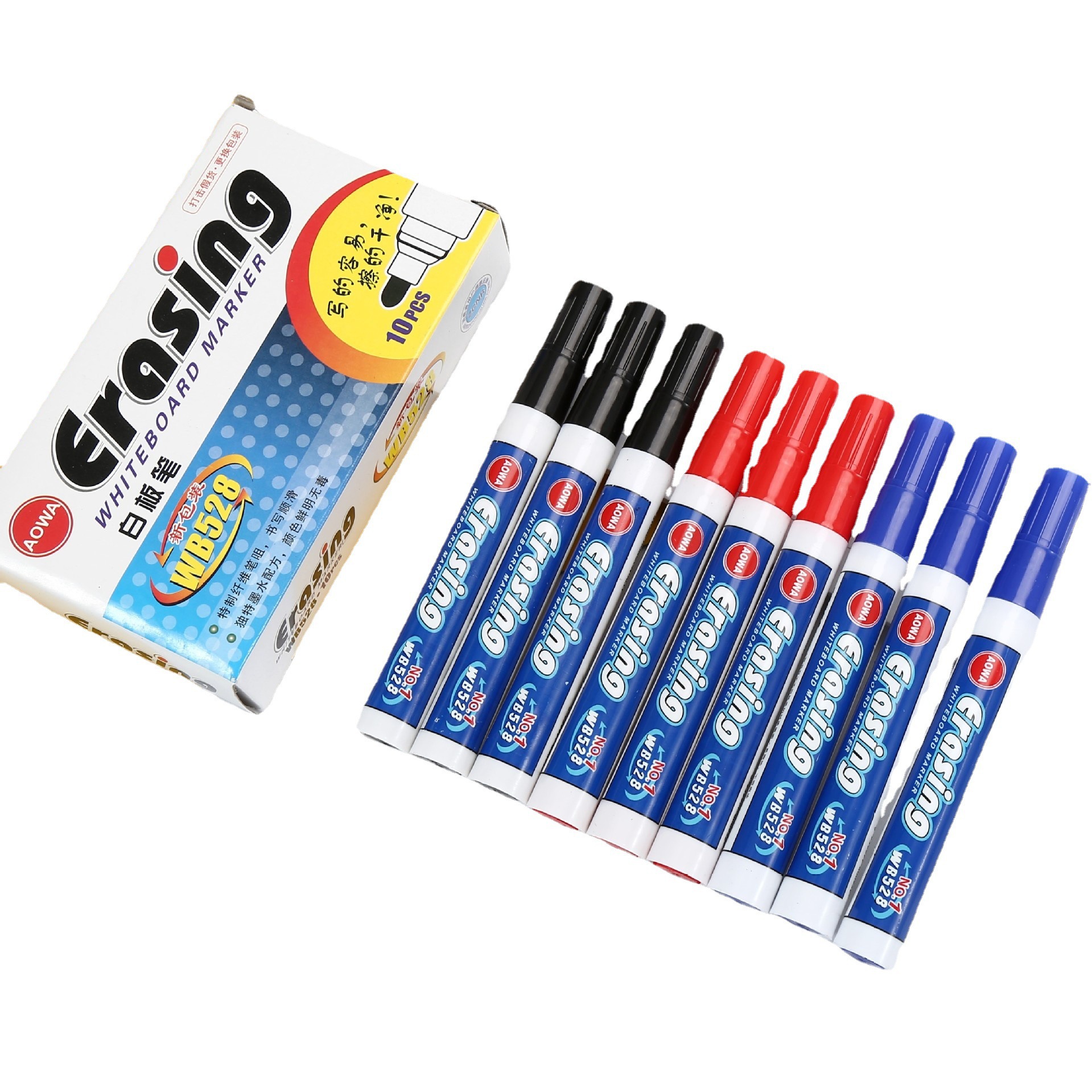 Wholesale of large-capacity colored thick-tipped quick-drying whiteboard pens, erasable whiteboard pens in boxes, and wholesale of office and teaching drawing pens Item Picture