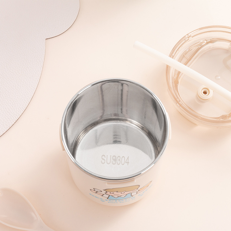 Wholesale of cross-border 304 stainless steel children's water cups, office workers' portable breakfast cups and portable multi-purpose soup cups Specification image