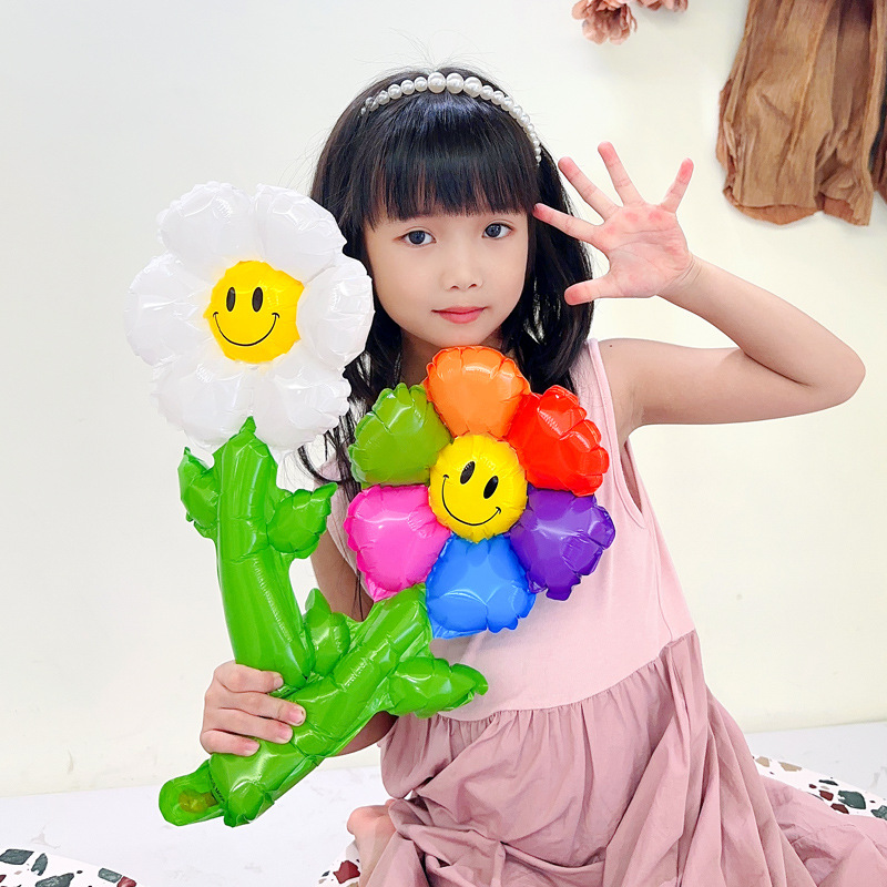 Teachers' Day Gift Qixi Small Daisy Hand Flower Simulation Flower Aluminum Film Balloon Gift Birthday Scene To Push The Balloon Application Scenario