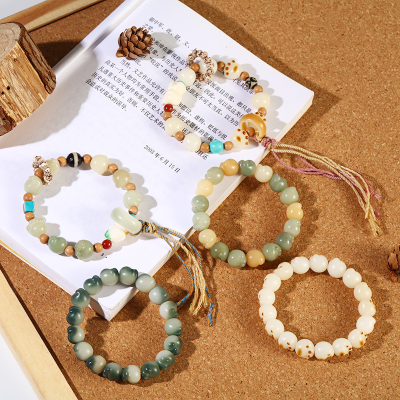 Cute Carbon Burnt Cat's Paw Multi-Treasure Round Bead Bracelet Single Circle Disc Play Bodhi Root Run Ring Rosary Bracelet Play Hand Jewelry details Picture