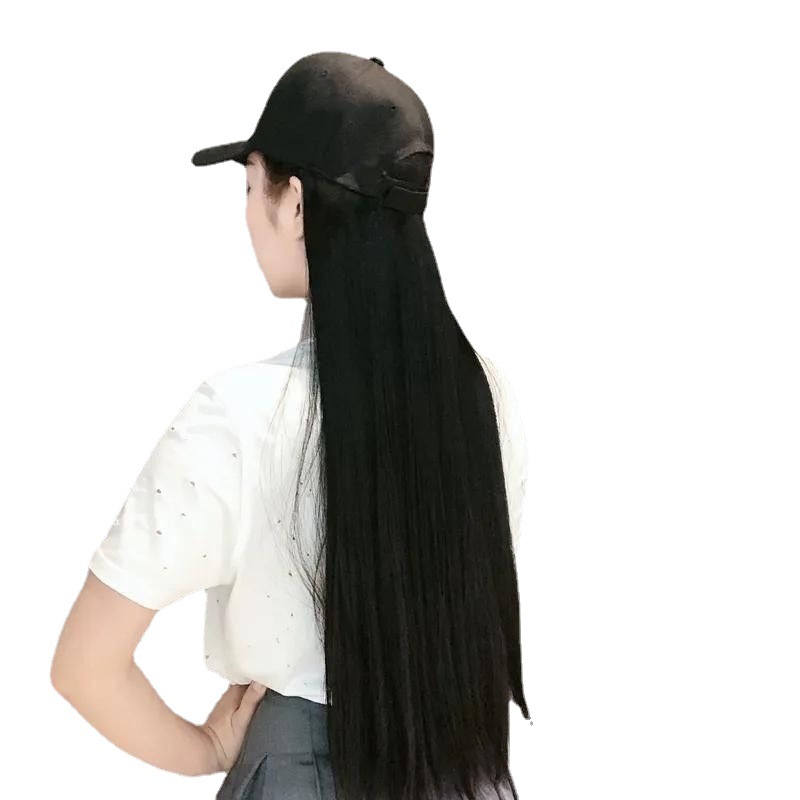 Autumn and winter new style baseball cap wig women one-piece synthetic long straight hair fashion wigs foreign trade source supplier Item Picture
