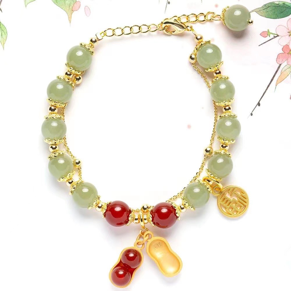 The popular and trendy Peanut Fortune brand's elegant bracelet is a new double-layer layered, luxurious and high-end personalized bracelet for women Item Picture