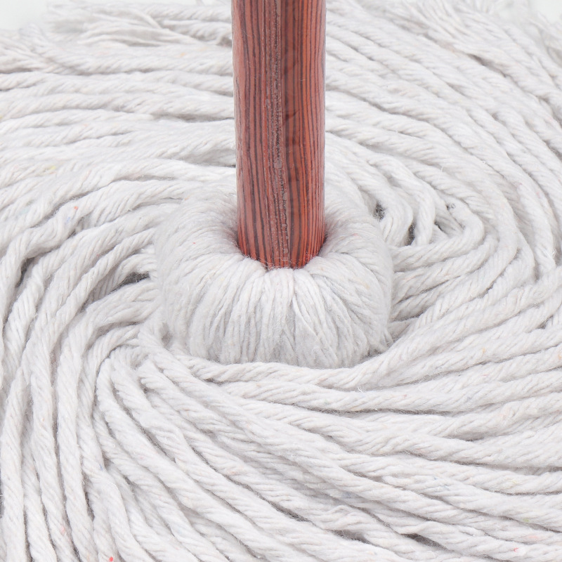Cotton Cord Mop Wooden Pole Hand Tie Household Cotton Yarn Mop Factory Clean Floor Absorbent Mop Cleaning Tools details Picture