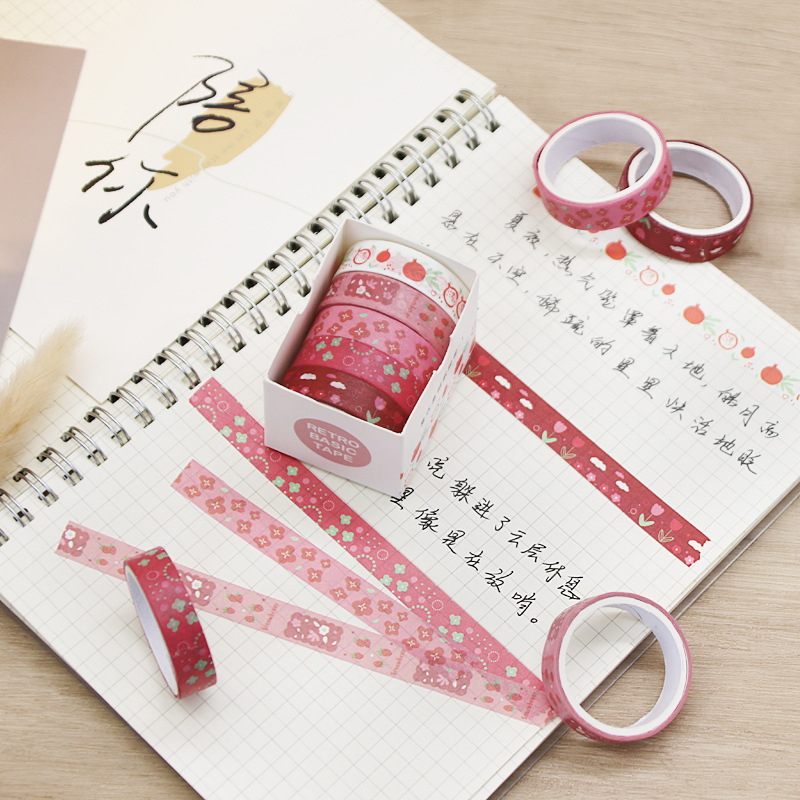 Retro geometric set paper tape, 8 types of planner diaries, DIY decorative materials, stickers, student stickers, stationery wholesale Specification drawing