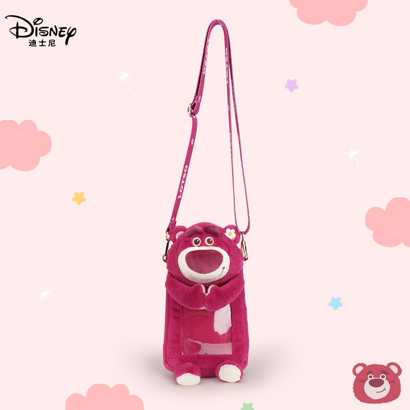 Official Disney plush toy, cute doll, heartwarming strawberry bear, daily travel, mobile phone bag, birthday gift