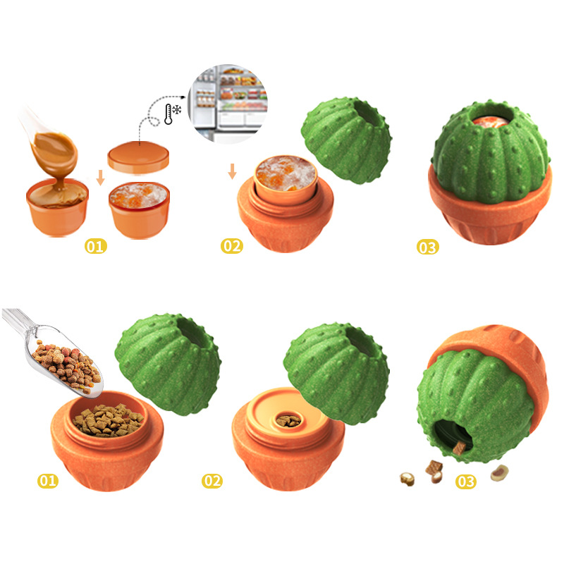 Pet supplies manufacturer wholesale company's best-selling Amazon wet food filling leak-proof cactus dog toy Specification image