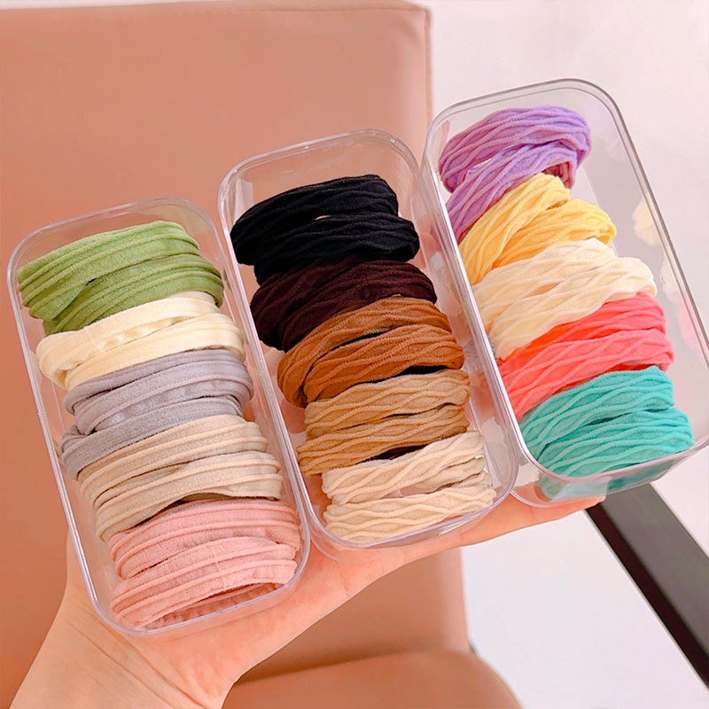 Boxed high-elasticity ponytail hair tie, durable leather band, wide edge seamless, adult thickened and thickened hair tie and headwear Application Scenario