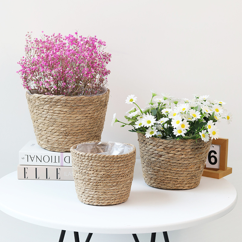 Nordic Grass Flower Pot Flower Machine Flower Art Flower Arrangement Weaving Bamboo Flower Basket Home Living Room Desktop Storage Accessories Specification drawing