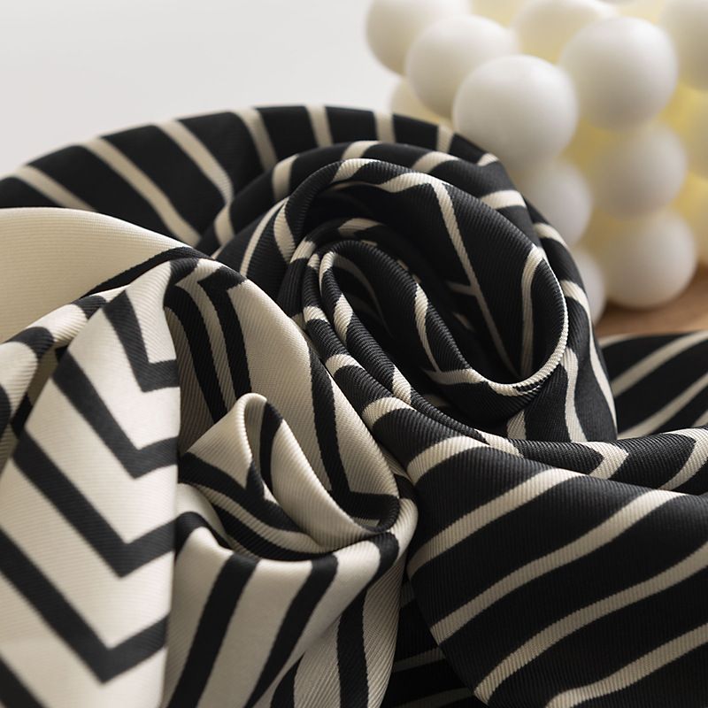 Simple Elegant Imitation Silk Scarf Fashion Shawl Spring Warm Scarf Women Simple Striped Silk Scarf Wholesale Specification drawing