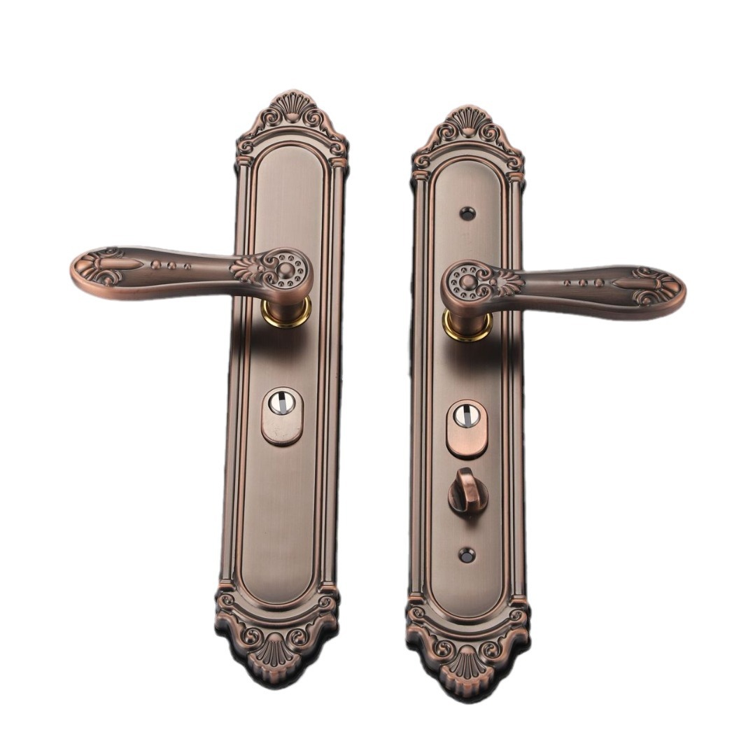 Luxurious red bronze vintage door lock, anti-theft door, universal house door lock, European anti-theft door handle Item Picture