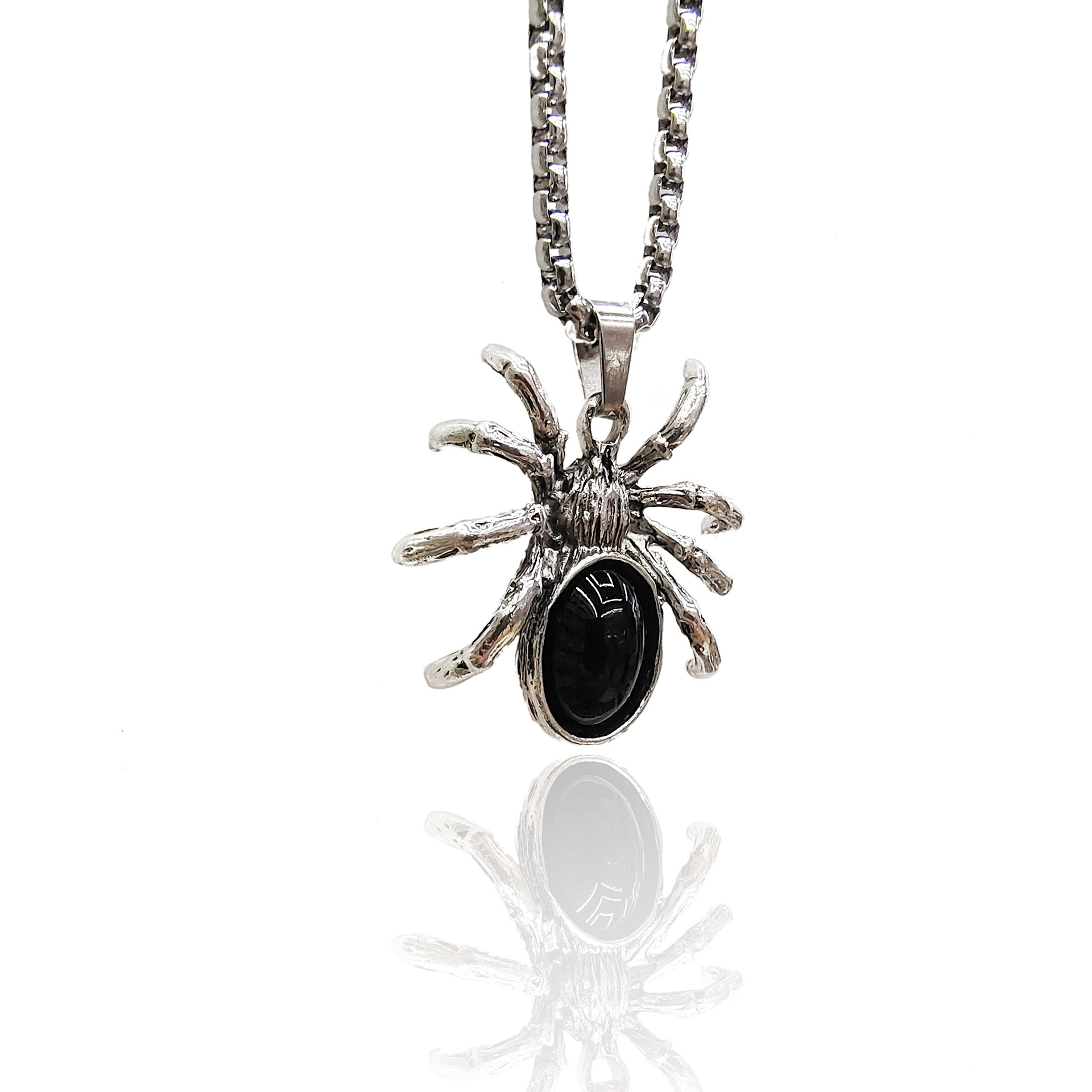 Net Red Men's Necklace Europe And The United States Military Brand Necklace Sweater Chain Alloy Pot Belly Spider Pendant Stainless Steel Necklace Specification drawing