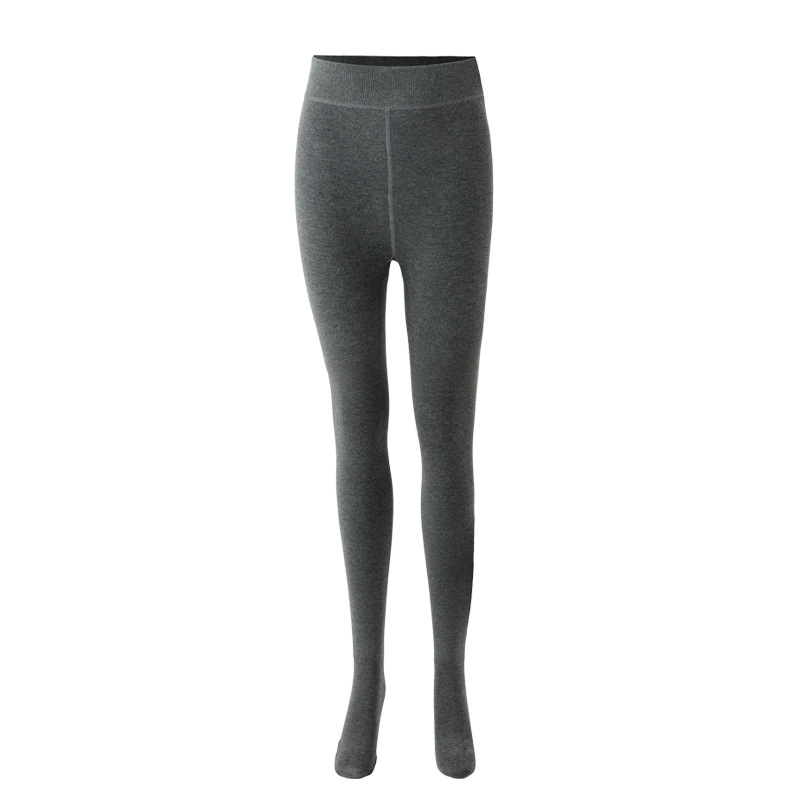 One-piece consignment of cashmere leggings for women in autumn and winter, thickened with velvet and fine stripes, and slightly pressed and shaped grey pantyhose Item Picture