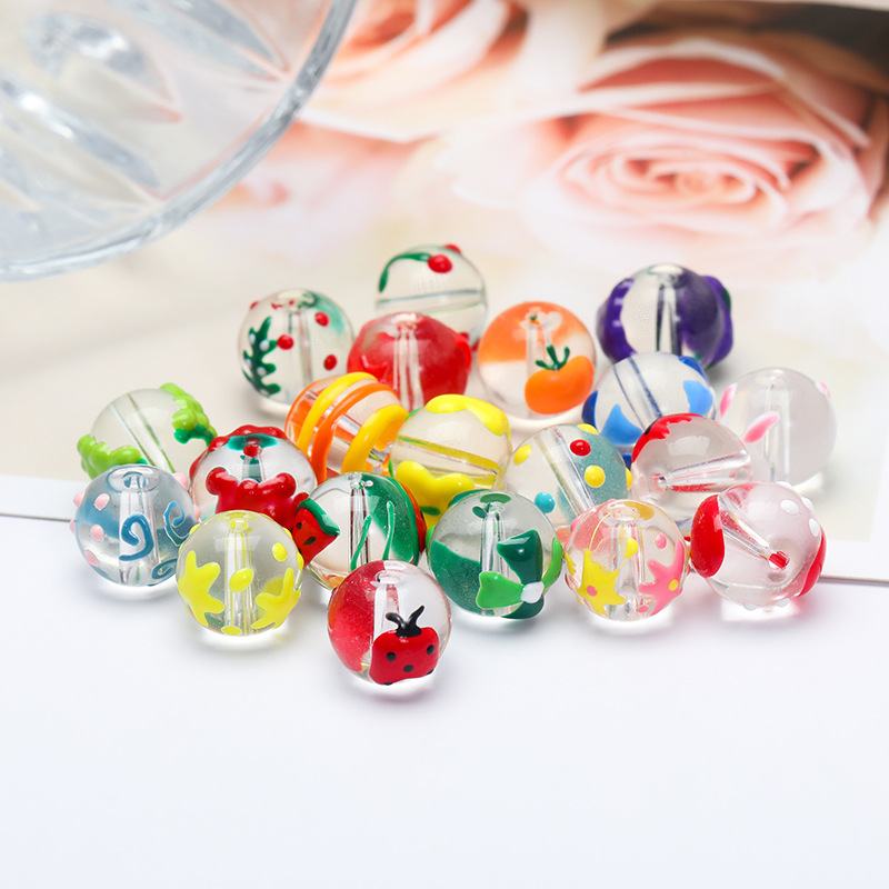 Hanyu Yuan Fun Oil-Dripping hand-painted Glass Beads, Cherry Blossom butterfly beaded DIY material Handmade Jewelry accessories Specification image