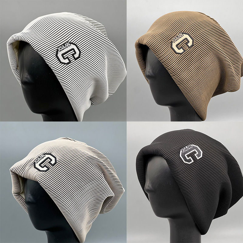 C Heaps hats men's and women's autumn and winter day system retro pullover hats cold hats baotou hats striped all-matching casual heaps hats