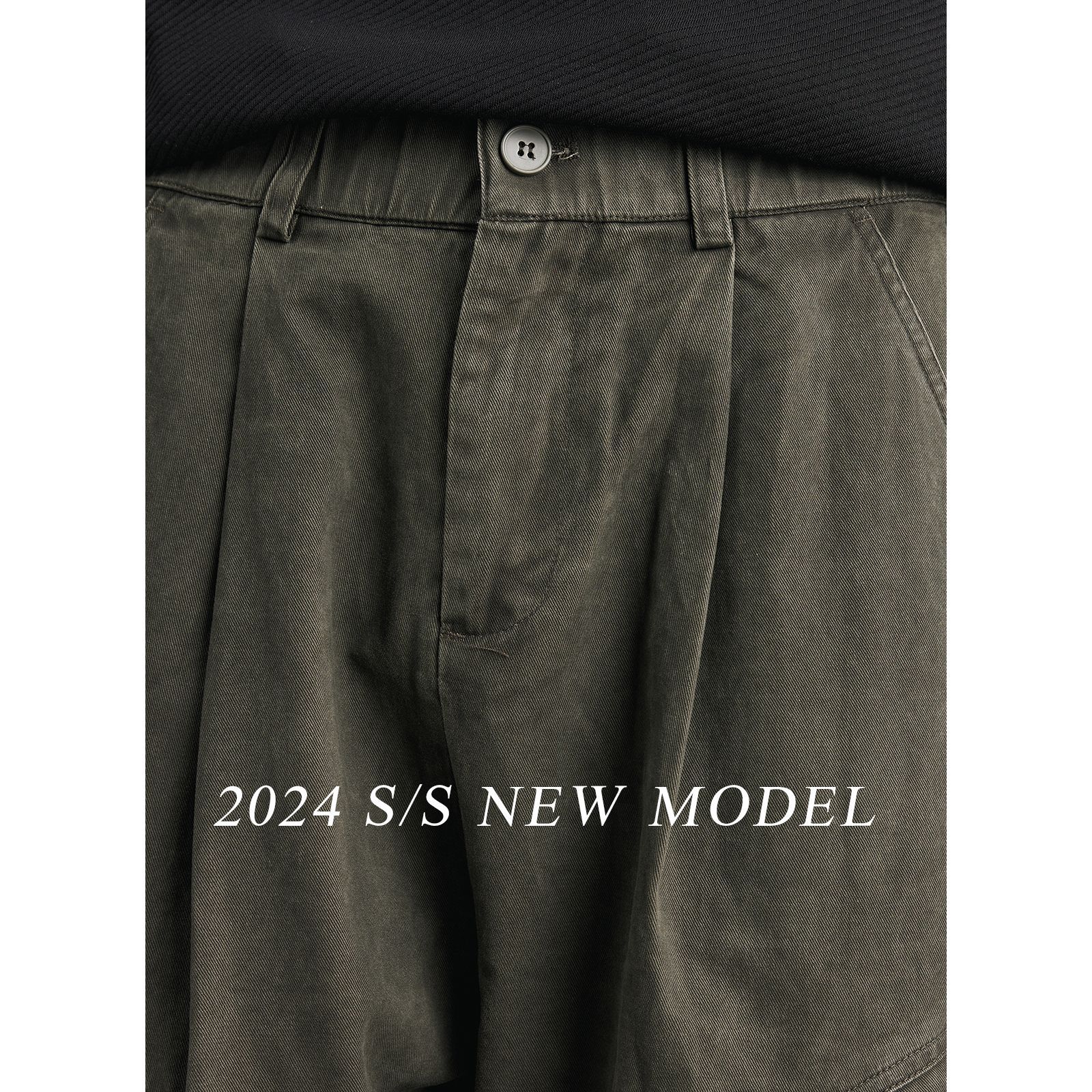 Yizhi Men's Wear's latest washed pure cotton workwear pants for spring and autumn: American high street loose wide-leg casual pants Specification image