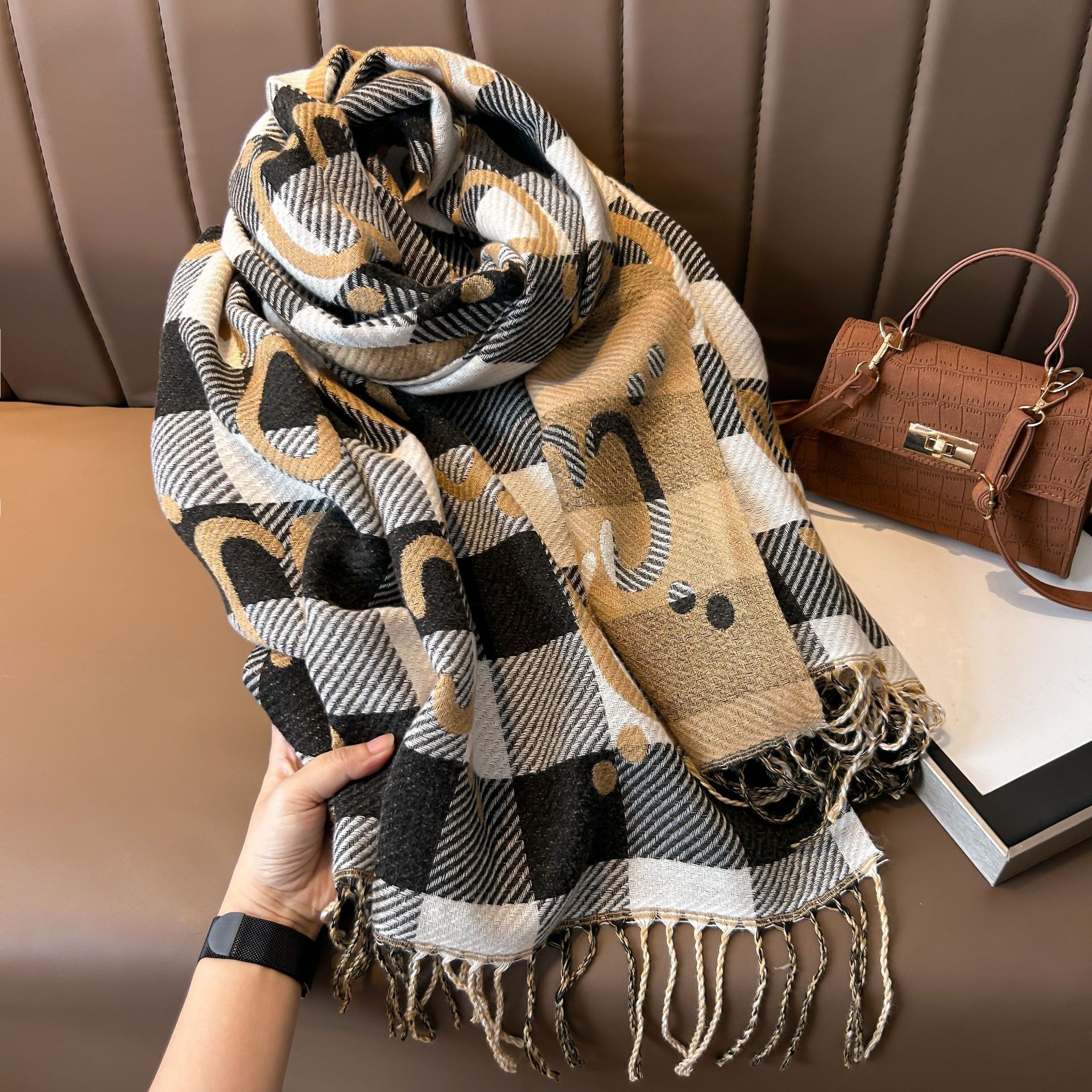 围巾/男士围巾/穆斯林用品女士穆斯林/围巾长针织/仿皮草帽子产品图