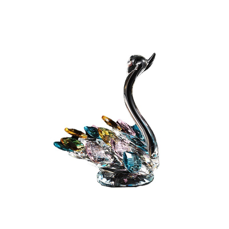 客厅简约天鹅/水晶工艺品/水晶摆件白底实物图