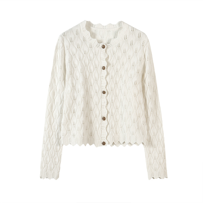 Exquisite and elegant all-wool top 22 early autumn women's wear with hollowed-out crocheted knitted cardigan for women, short sweater coat Item Picture