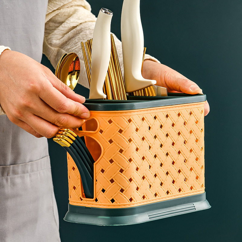 Light Luxury Kitchen Chopsticks Tube Knife And Fork Storage Box Multi-Functional Drain Storage Shelf Wall Hanging Chopsticks Cage Home Application Scenario