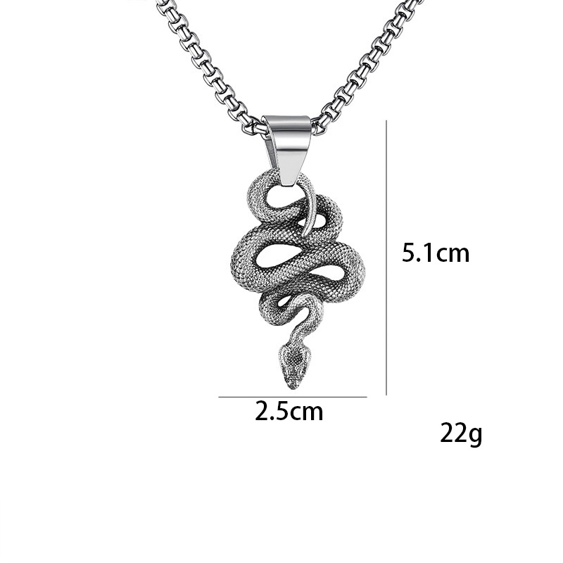 New Chinese trend zodiac Snake pendant, fierce eyes, Snake King necklace, stainless steel animal jewelry Item Picture