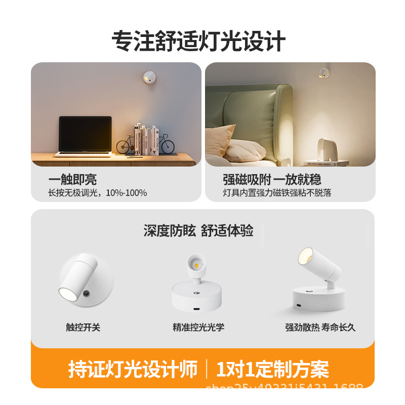 Cross-Border Usb Charging Wall Light Magnetic Amazon Adjustable Spotlight Aisle Hallway Wash Wall Picture Night Light Application Scenario