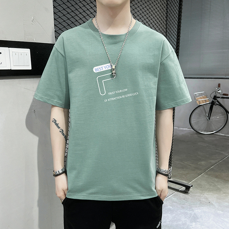 Short-sleeved T-shirt for men, pure cotton summer new style men's half-sleeved T-shirt for men, Korean style trendy summer wear, fashionable upper garment Application Scenario